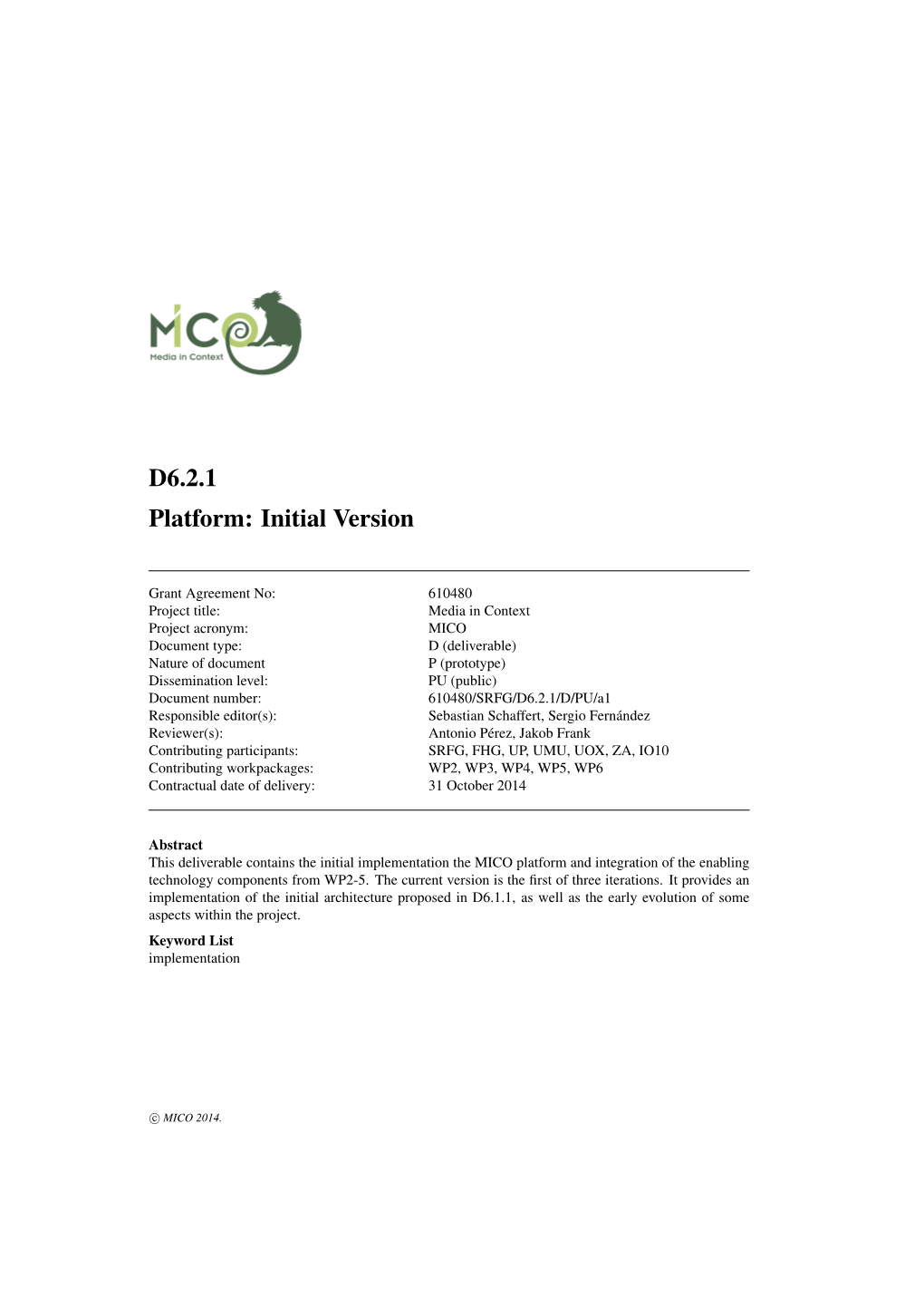 D6.2.1 Platform: Initial Version