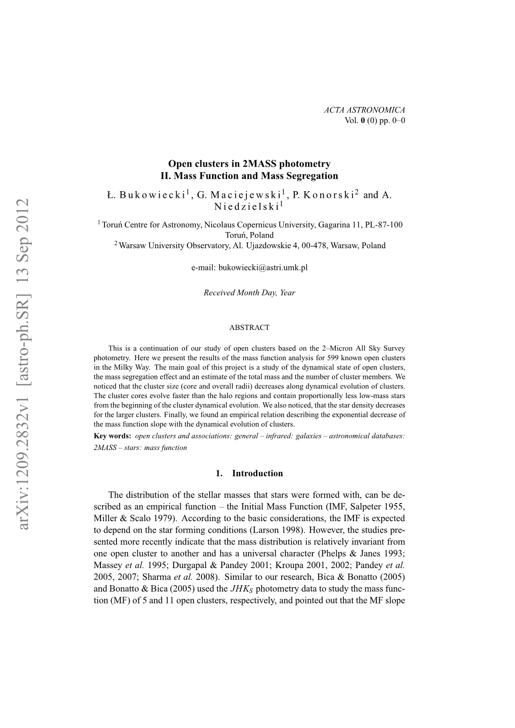 Open Clusters in 2MASS Photometry II. Mass Function and Mass