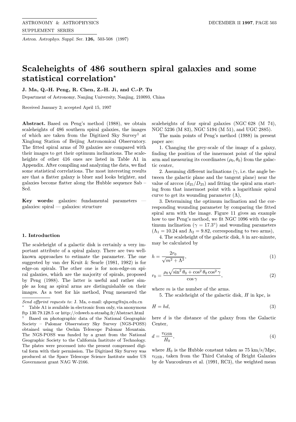 Scaleheights of 486 Southern Spiral Galaxies and Some Statistical