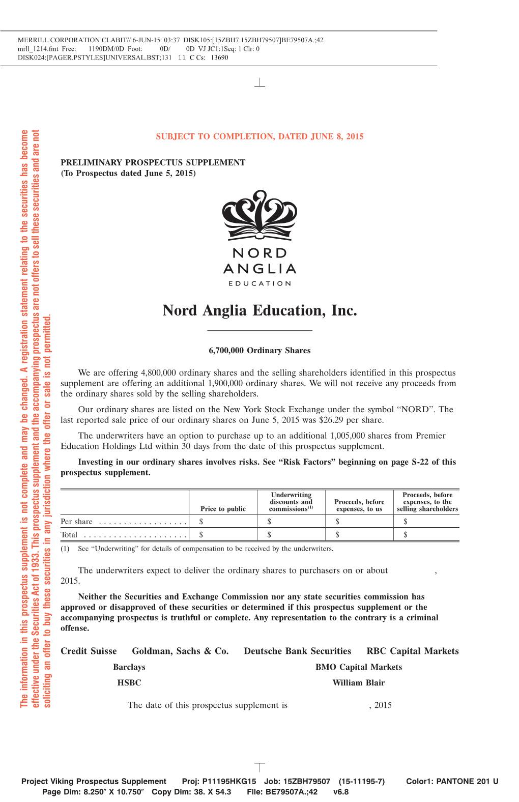 Nord Anglia Education, Inc