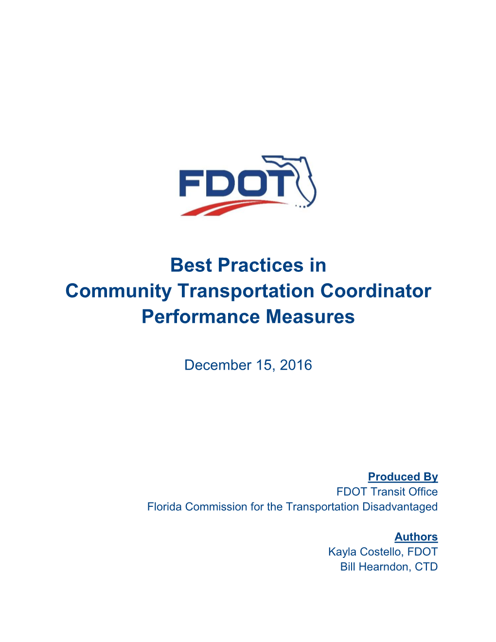 Best Practices in Community Transportation Coordinator Performance Measures