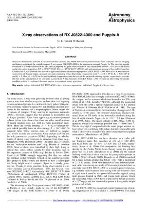 X-Ray Observations of RX J0822-4300 and Puppis-A