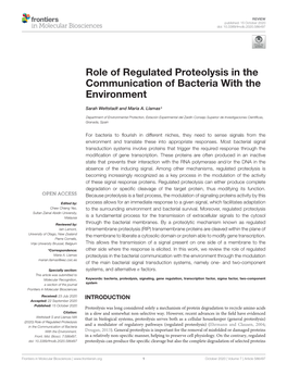 Role of Regulated Proteolysis in the Communication of Bacteria with the Environment