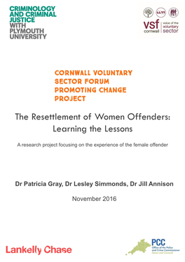 The Resettlement of Women Offenders: Learning the Lessons