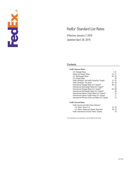 Fedex 2019 Standard List Rates