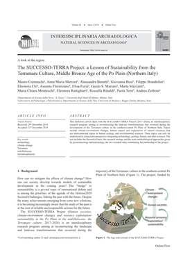 A Lesson of Sustainability from the Terramare Culture, Middle Bronze Age of the Po Plain (Northern Italy)