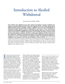 Introduction to Alcohol Withdrawal