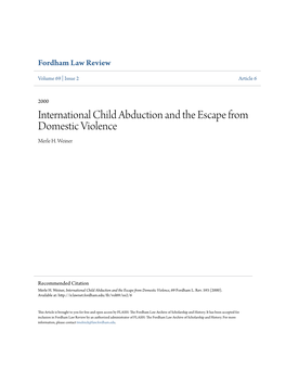 International Child Abduction and the Escape from Domestic Violence Merle H