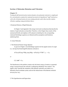 Section 4 Molecular Rotation and Vibration