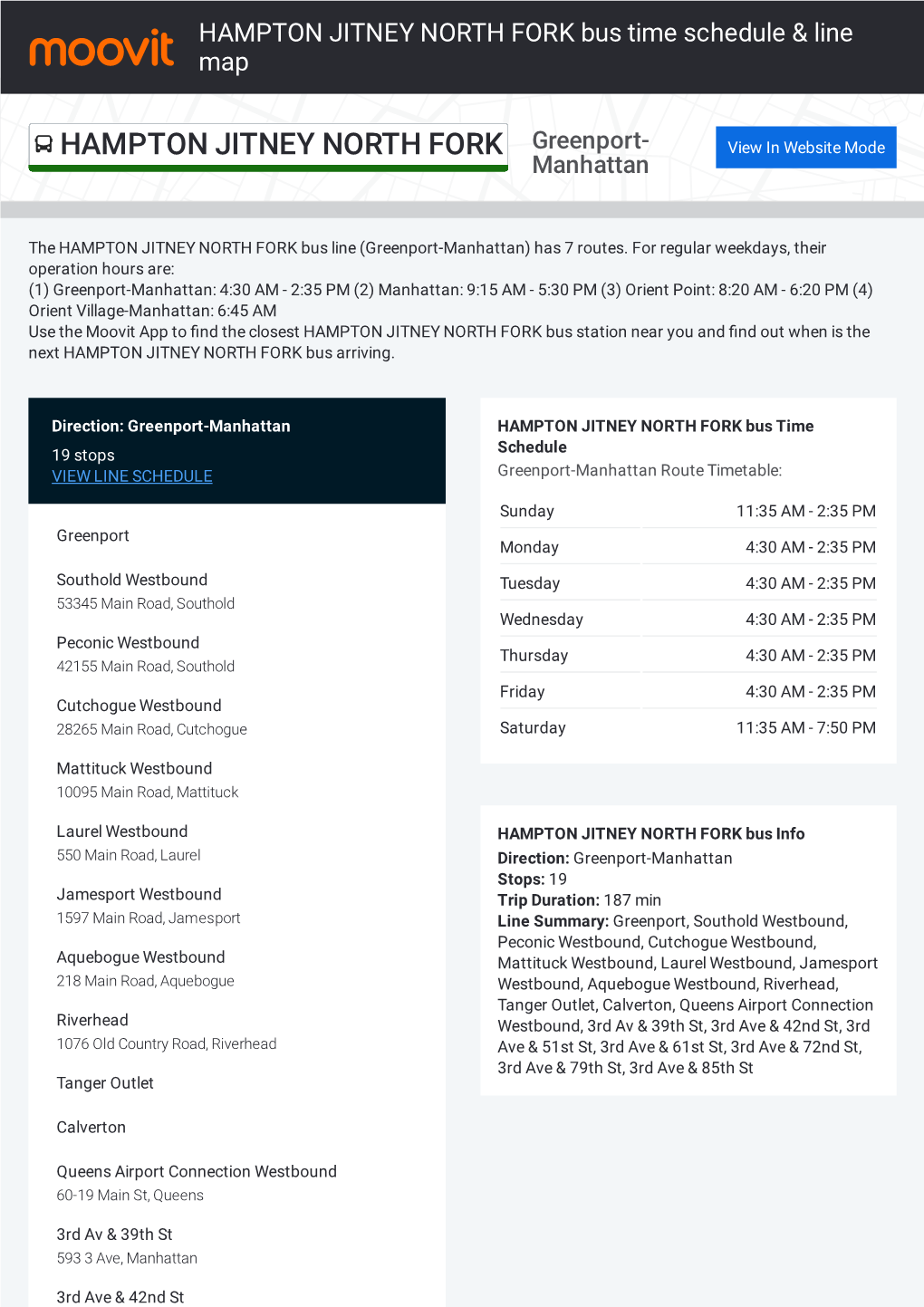 HAMPTON JITNEY NORTH FORK Bus Time Schedule & Line Route DocsLib