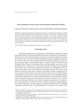 Plant Community Structure of the Coastal Vegetation of Peninsular Thailand