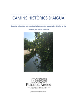 Estudi Dels Camins Històrics D'aigua