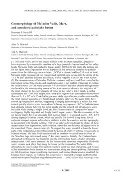 Geomorphology of Ma'adim Vallis, Mars, and Associated Paleolake Basins