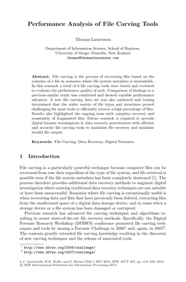 Performance Analysis of File Carving Tools