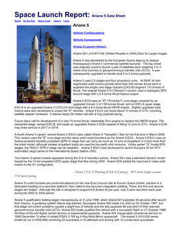 Space Launch Report Ariane 5 Data Sheet