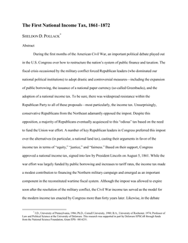 The First National Income Tax, 1861–1872