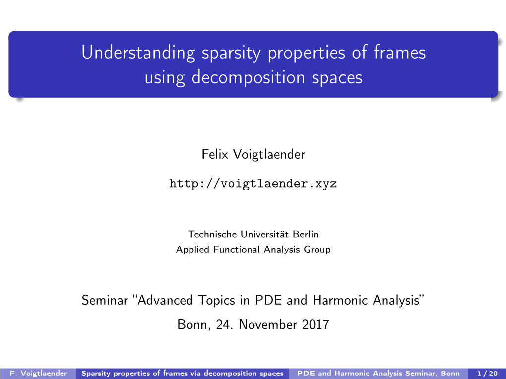 Understanding Sparsity Properties of Frames Using Decomposition Spaces