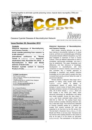 Cassava Cyanide Diseases & Neurolathyrism Network Issue Number 20, December 2012