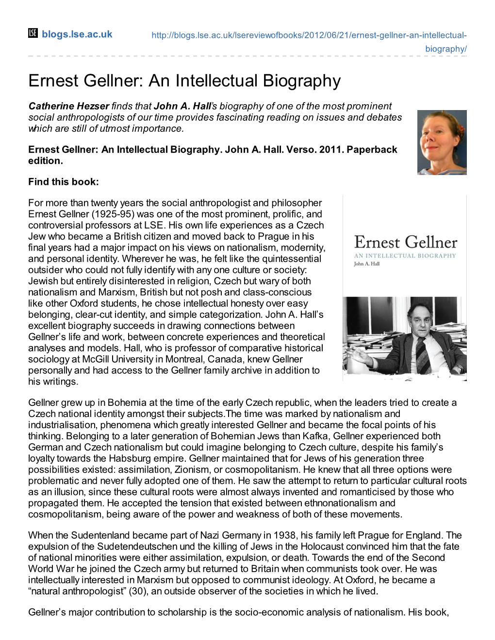 Ernest Gellner: an Intellectual Biography