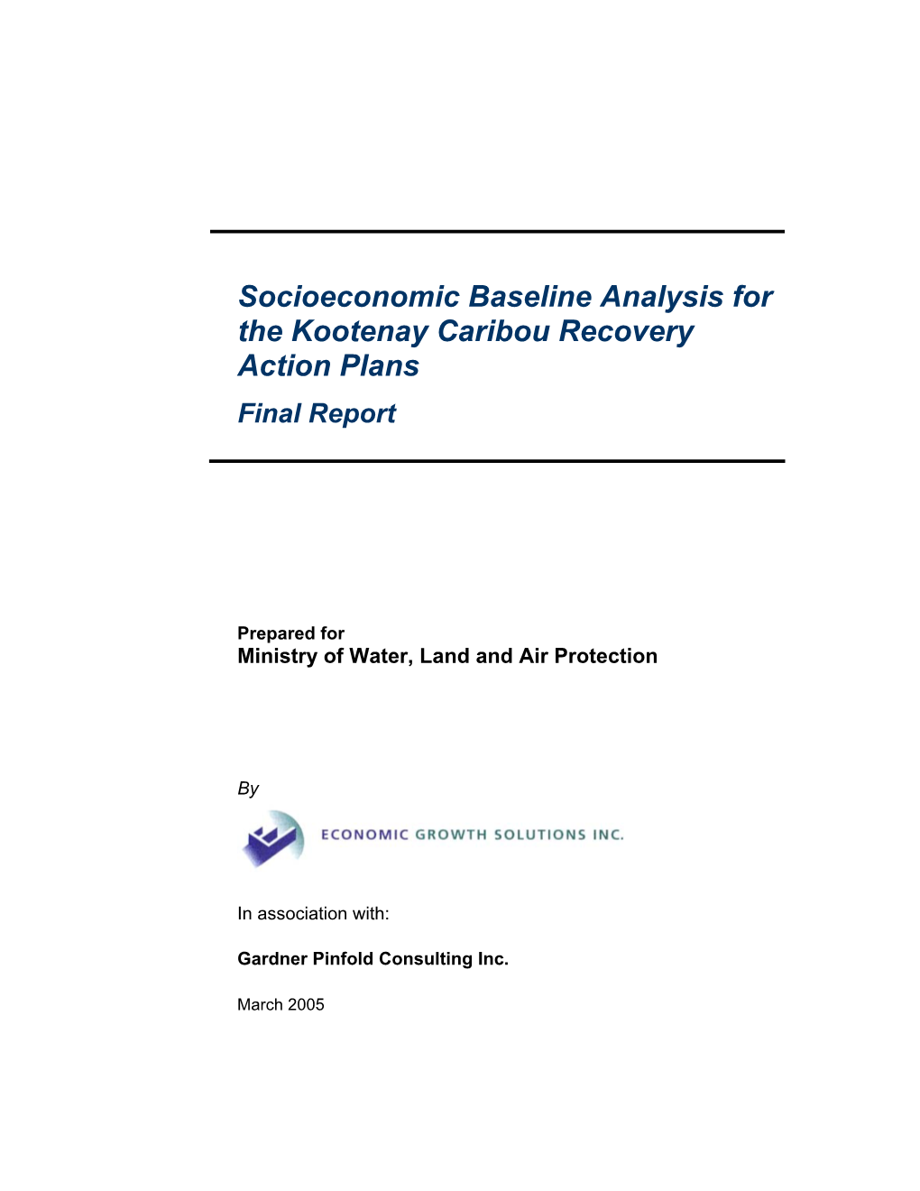 Kootenay Socioeconomic Baseline Analysis