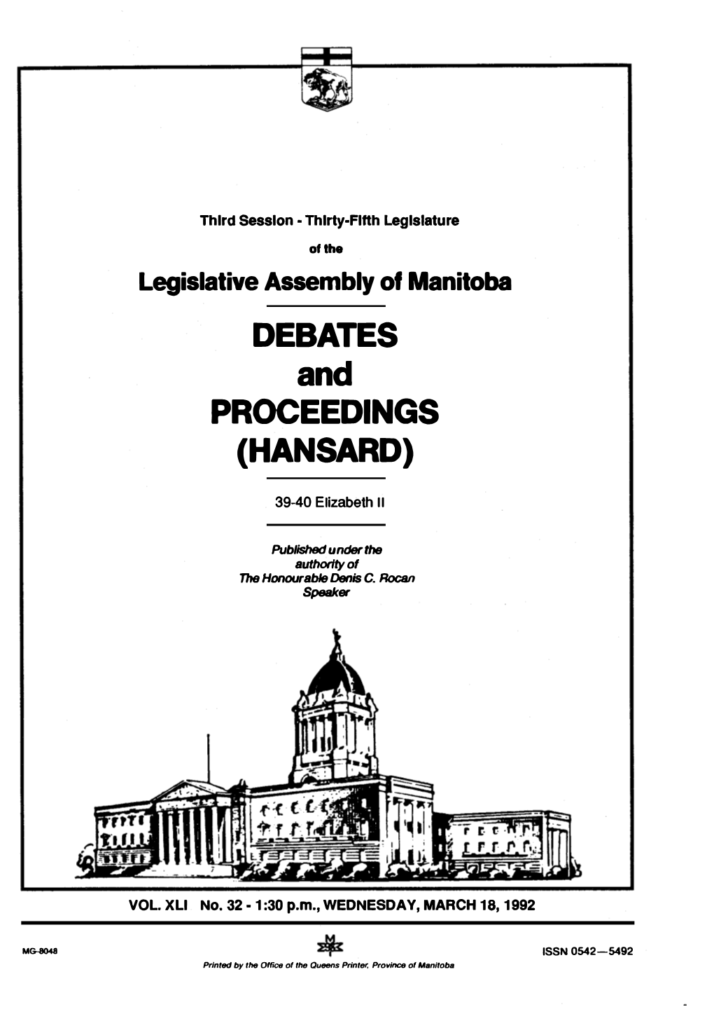 Debates Proceedings {Hansard)