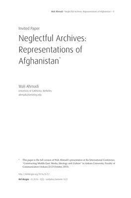 Neglectful Archives: Representations of Afghanistan*