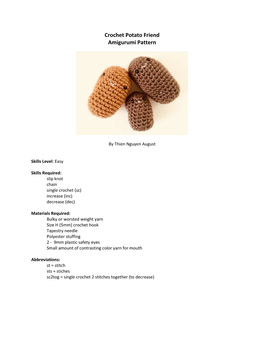 Crochet Potato Friend Amigurumi Pattern