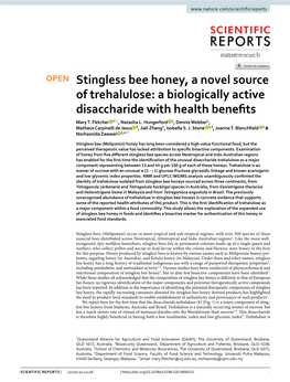 Stingless Bee Honey, a Novel Source of Trehalulose: a Biologically Active Disaccharide with Health Benefits
