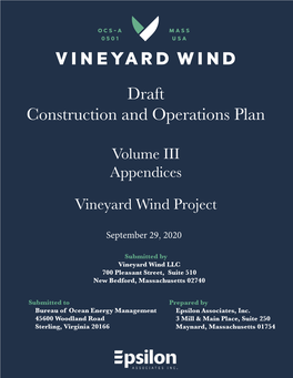 Volume III Appendices Vineyard Wind Project