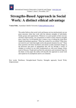 Strengths-Based Approach in Social Work: a Distinct Ethical Advantage