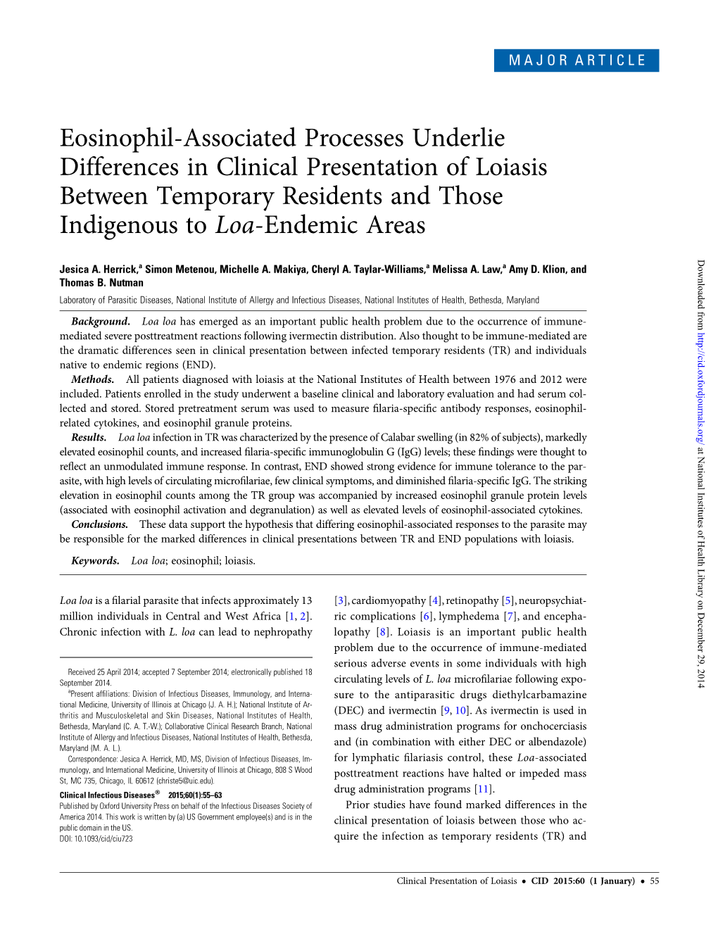 Eosinophil-Associated Processes Underlie Differences in Clinical