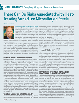 Treating Vanadium Microalloyed Steels. by Lee M