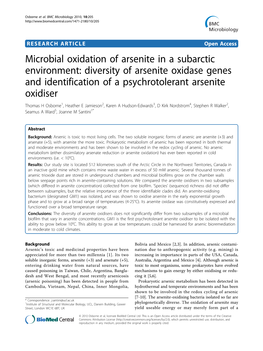 Microbial Oxidation of Arsenite in a Subarctic