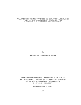 Evaluation of Community-Based Conservation Approaches: Management of Protected Areas in Uganda