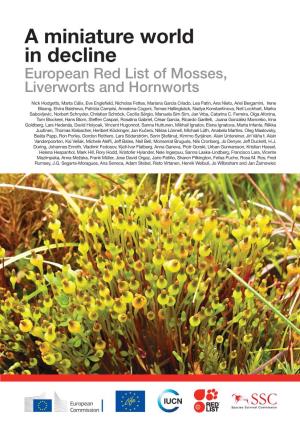 A Miniature World in Decline: European Red List of Mosses, Liverworts and Hornworts