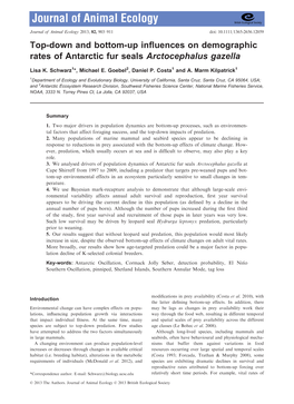 Topdown and Bottomup Influences on Demographic Rates of Antarctic Fur