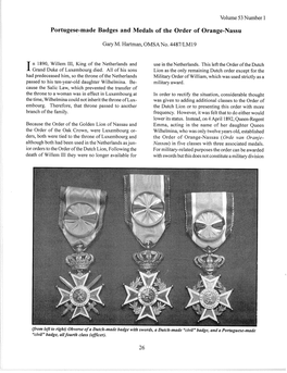 Portugese-Made Badges and Medals of the Order of Orange-Nassu Gary