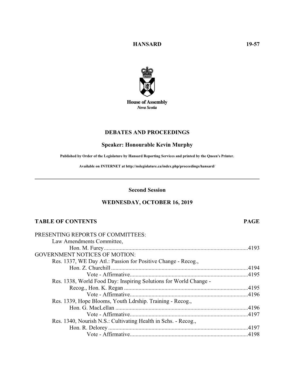 Hansard 19-57 Debates And