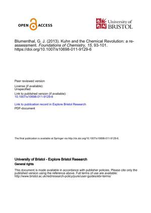 Kuhn and the Chemical Revolution: a Re- Assessment