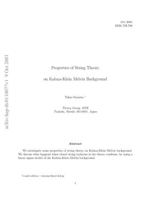 Properties of String Theory on Kaluza-Klein Melvin Background
