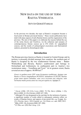 New Data on the Use of Term Raetia-Vindelicia