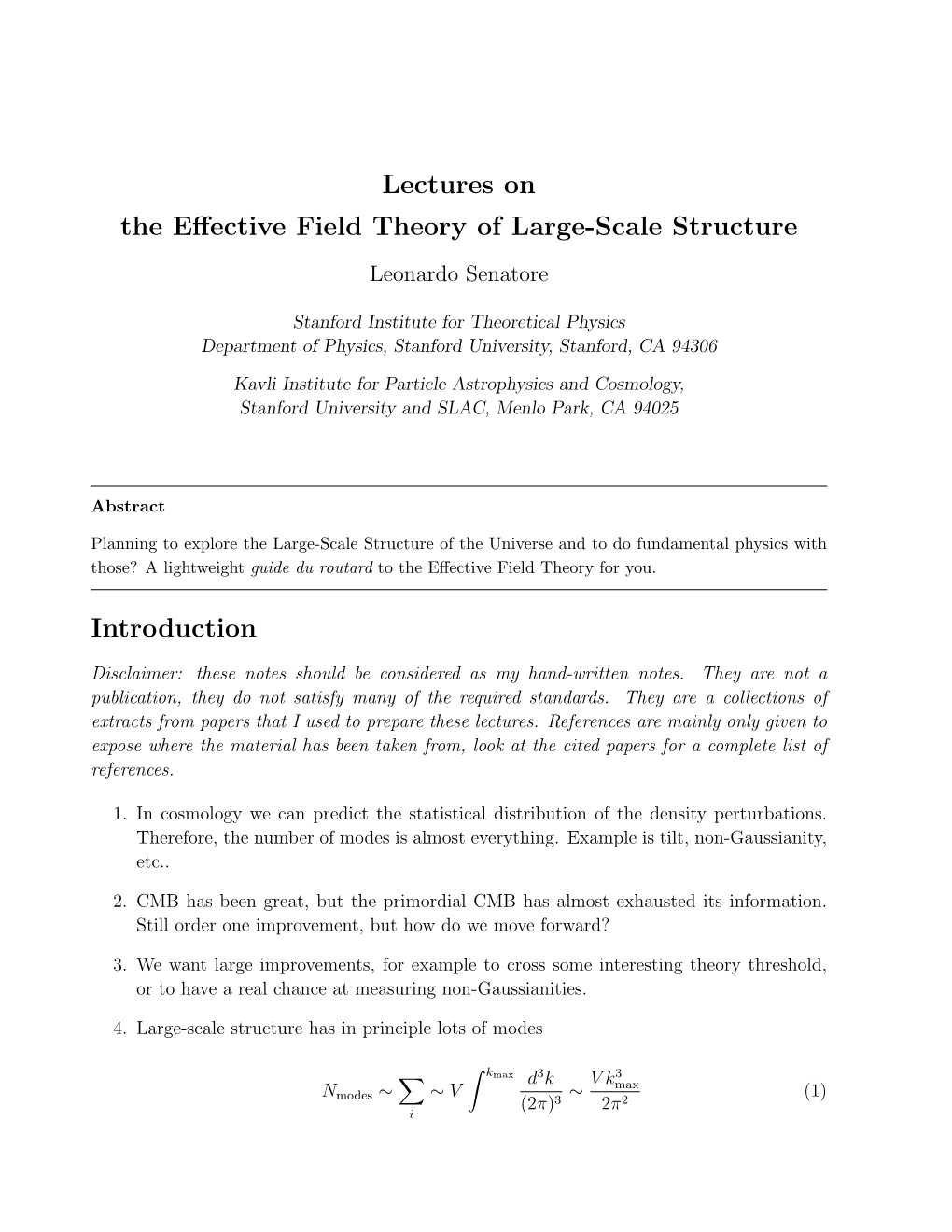 Lectures on the Effective Field Theory of Large-Scale Structure Introduction