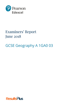 GCSE Geography a 1GA0 03 1GA0 03