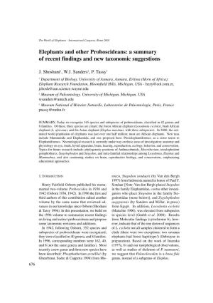 Elephants and Other Proboscideans: a Summary of Recent Findings and New Taxonomic Suggestions