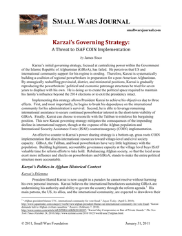 Karzai's Governing Strategy