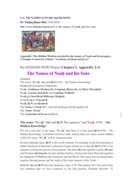 The NAMES of NOAḤ and His SONS Dr