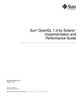 Sun Opengl 1.3 for Solaris Implementation and Performance Guide