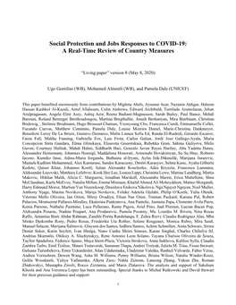 Social Protection and Jobs Responses to COVID-19: a Real-Time Review of Country Measures