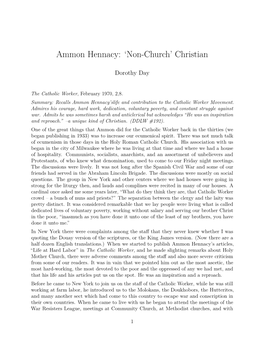 Ammon Hennacy: ‘Non-Church’ Christian
