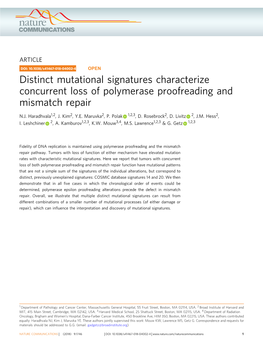 Distinct Mutational Signatures Characterize Concurrent Loss of Polymerase Proofreading and Mismatch Repair
